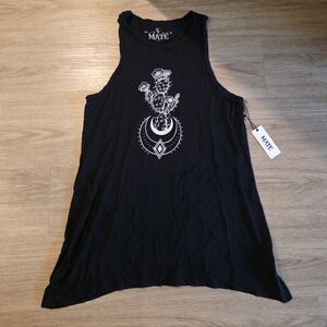 NWT Mate Los Angeles Cotton Modal Black Oversized Tank Made In USA